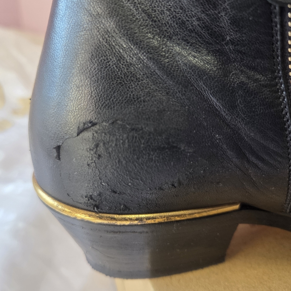 Chloe Women's Black Ankle Boots with Gold Studs - Picture 14 of 16